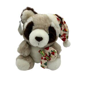 Vintage Padma Racoon Christmas Plush Candy‎ Canes Stuffed Animal Toy Flaw